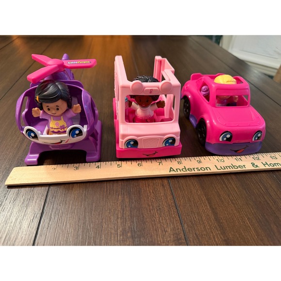 Fisher-Price Other - Fisher Price Little People Barbie Vehicle Lot Helicopter Ice Cream Truck Car 3pc